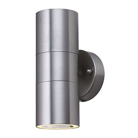 Revive Outdoor Stainless Steel Tube Up & Down Wall Light with Clear Glass Medium Image