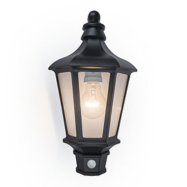 Revive Outdoor Traditional Black Half Wall Light with PIR Sensor Large Image