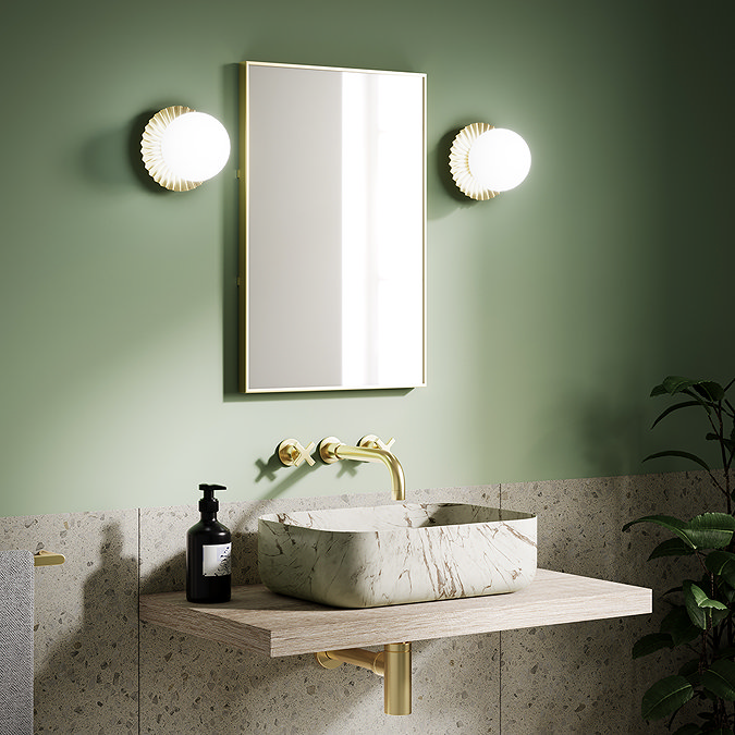 Ellis & Co Paulie Brushed Brass/Opal Glass Pleated Globe Wall Light