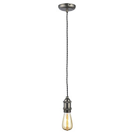 Revive Pewter with Black Twisted Cable Pendant Light Large Image