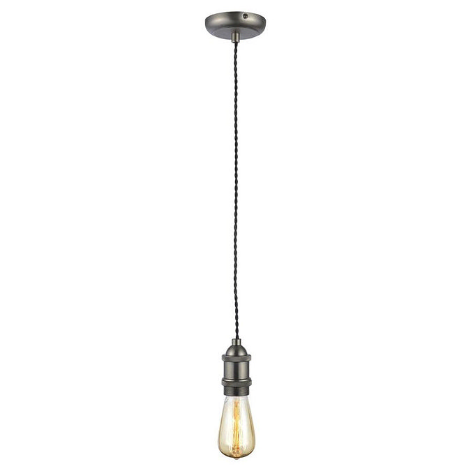 Revive Pewter with Black Twisted Cable Pendant Light Large Image