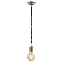 Revive Vintage Polished Nickel/Red Cable Pendant Light Large Image