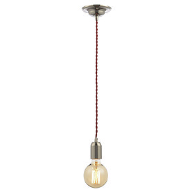 Revive Vintage Polished Nickel/Red Cable Pendant Light Large Image