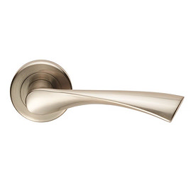 Revive Rise Round Door Lever Handles - Satin Nickel Large Image
