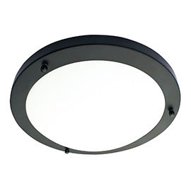 Revive Satin Black Small LED Flush Bathroom Ceiling Light Medium Image