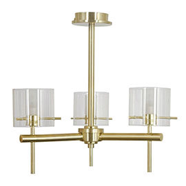 Revive Satin Brass 3-Light Bathroom Wall Light with Glass Cylinder Shades Medium Image