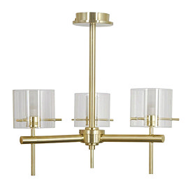 Revive Satin Brass 3-Light Bathroom Wall Light with Glass Cylinder Shades Large Image