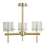 Revive Satin Brass 3-Light Bathroom Wall Light with Glass Cylinder Shades Large Image