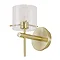 Revive Satin Brass Bathroom Wall Light with Glass Cylinder Shade Large Image