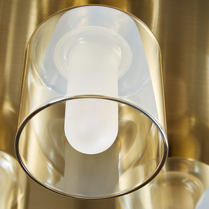 Revive Satin Brass/Champagne Glass 3-Light Plate Ceiling Light Feature Large Image