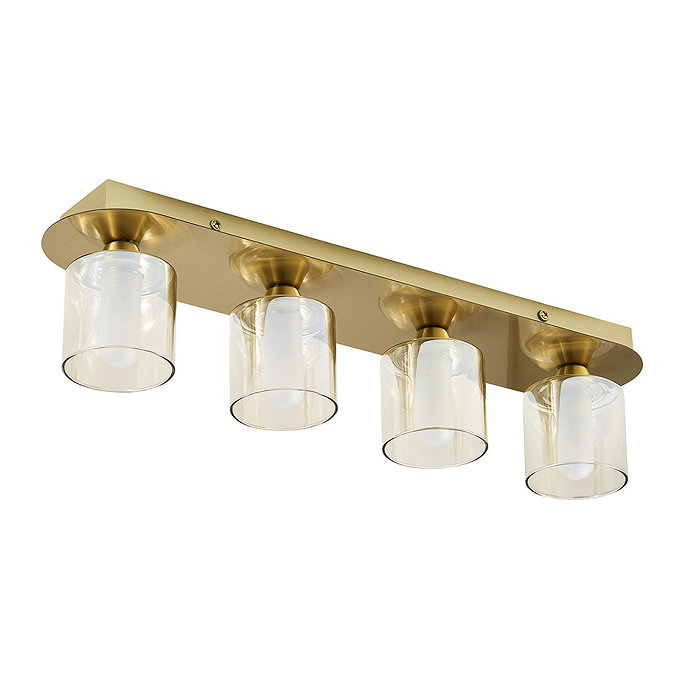 Revive Satin Brass/Champagne Glass 4-Light Bar Ceiling Light  Profile Large Image
