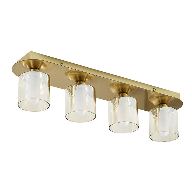 Revive Satin Brass/Champagne Glass 4-Light Bar Ceiling Light Profile Large Image