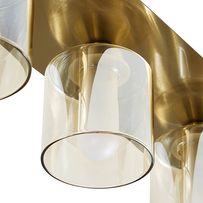 Revive Satin Brass/Champagne Glass 4-Light Bar Ceiling Light Feature Large Image