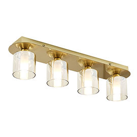 Revive Satin Brass/Champagne Glass 4-Light Bar Ceiling Light Medium Image
