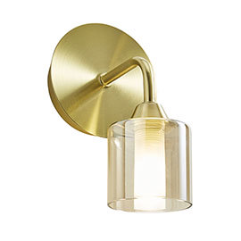 Revive Satin Brass/Champagne Glass Wall Light Medium Image