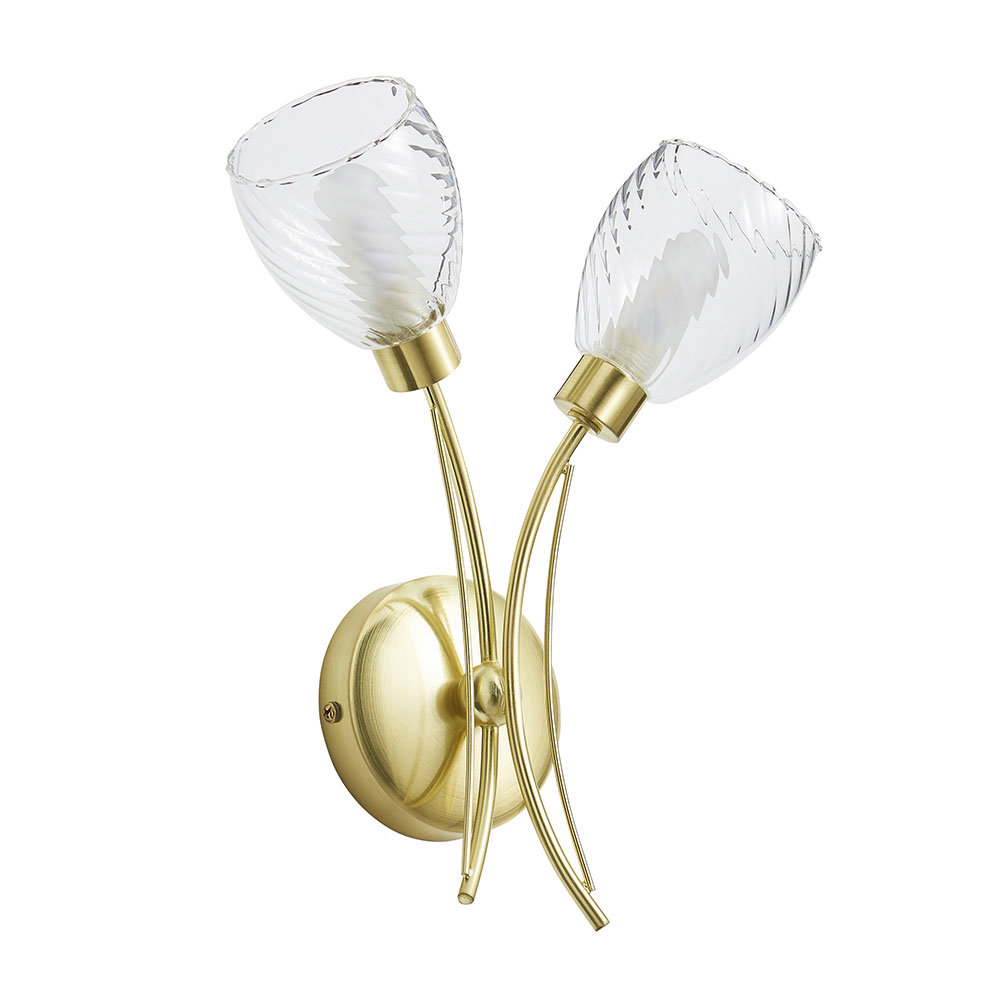 Revive Satin Brass/Clear 2-Light Wall Light Profile Large Image
