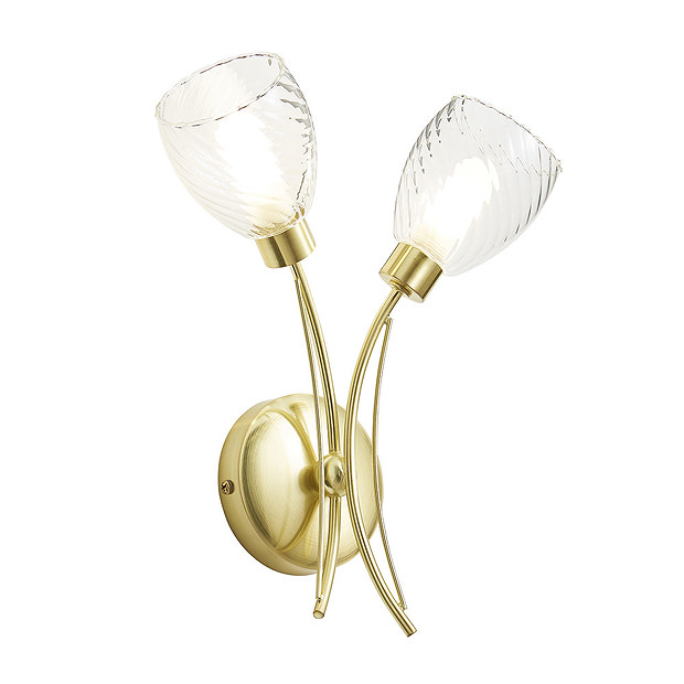 Revive Satin Brass/Clear 2-Light Wall Light Large Image