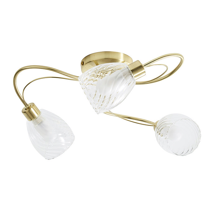 Revive Satin Brass/Clear Glass 3-Light Ceiling Light Profile Large Image