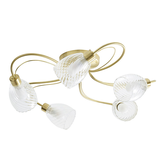 Revive Satin Brass/Clear Glass 5-Light Ceiling Light  Profile Large Image