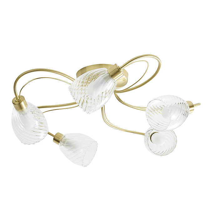 Revive Satin Brass/Clear Glass 5-Light Ceiling Light Profile Large Image