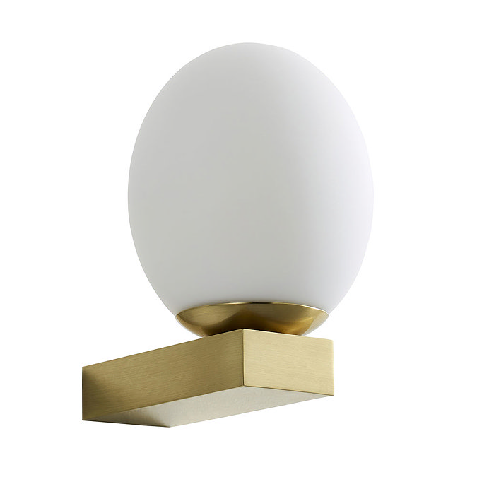 Revive Satin Brass LED Bathroom Wall Light with Opal Glass Shade  Profile Large Image