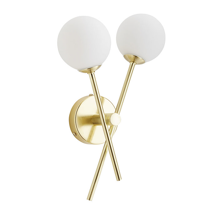 Revive Satin Brass/Opal Glass 2-Light Cross Arm Wall Light Profile Large Image