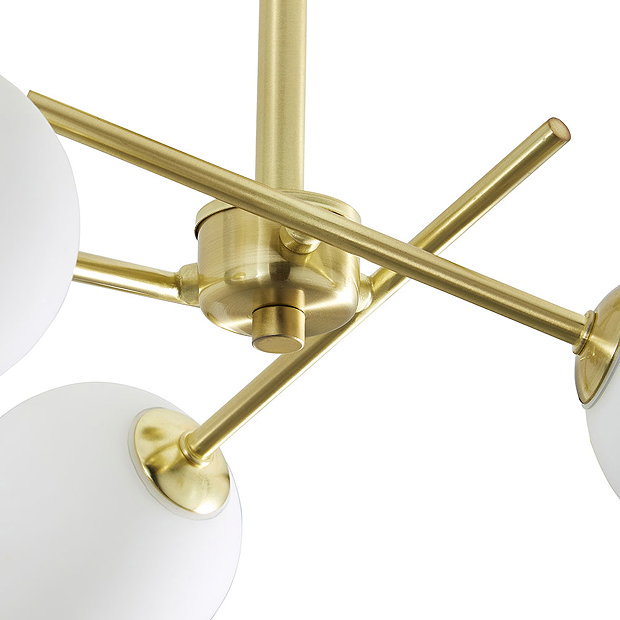 Revive Satin Brass/Opal Glass 3-Light Cross Arm Ceiling Light  Feature Large Image