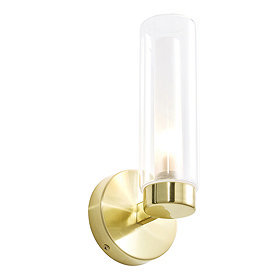 Revive Satin Brass Tube Bathroom Wall Light Large Image