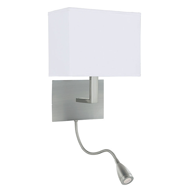 Revive LED Satin Silver Wall Lamp with Flexi Reading Light Large Image