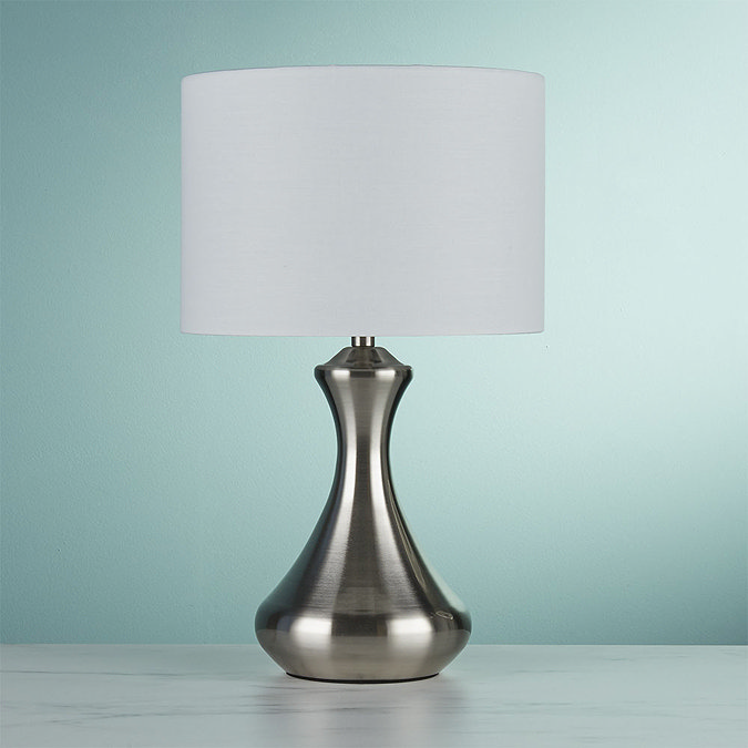 Revive Satin Silver Touch Table Lamp with White Shade  Profile Large Image