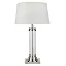 Revive Satin Silver & Glass Pedestal Table Lamp with Cream Shade Large Image