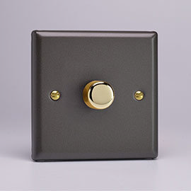 Revive Single Dimmer Light Switch - Slate Grey/Brass Medium Image