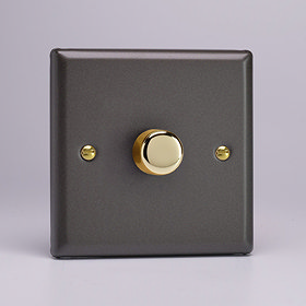 Revive Single Dimmer Light Switch - Slate Grey/Brass Large Image