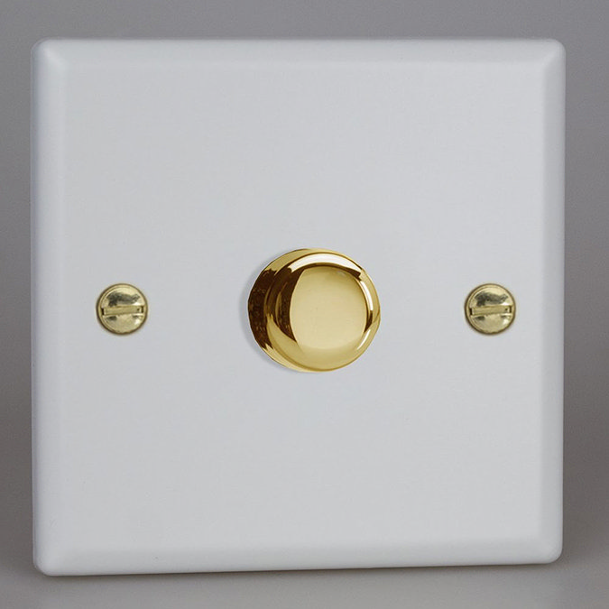 Revive Single Dimmer Switch - Matt White/Brass  Large Image