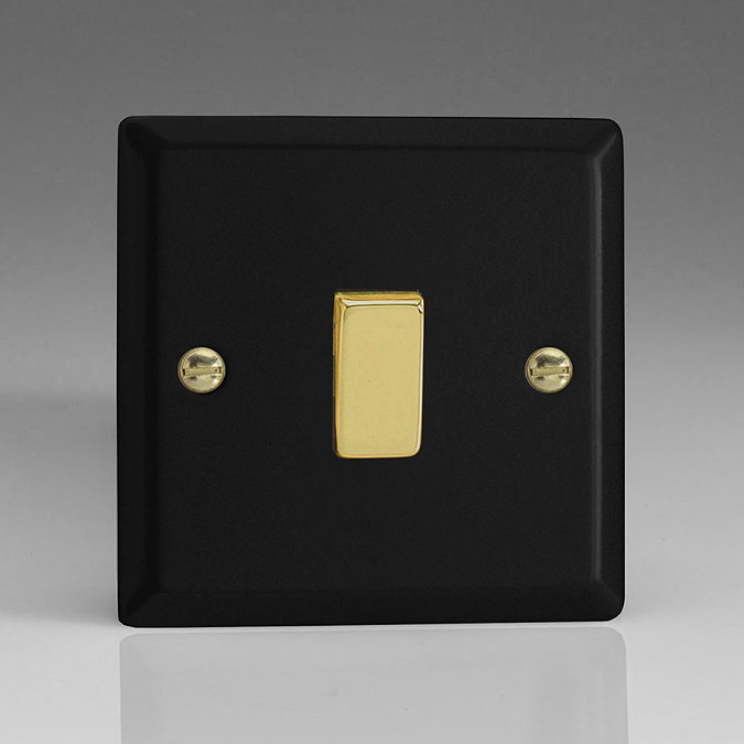 Revive Single Light Switch - Matt Black/Brass Large Image