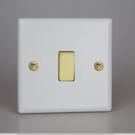 Revive Single Light Switch - Matt White/Brass  Medium Image
