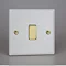 Revive Single Light Switch - Matt White/Brass  Large Image