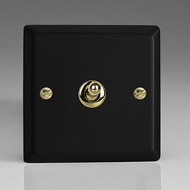 Revive Single Toggle Light Switch - Matt Black/Brass  Medium Image