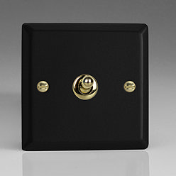 Revive Single Toggle Light Switch - Matt Black/Brass  Large Image