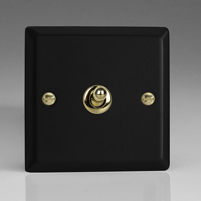 Revive Single Toggle Light Switch - Matt Black/Brass  Large Image