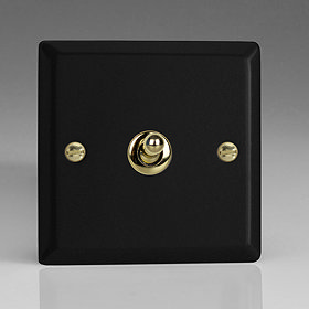 Revive Single Toggle Light Switch - Matt Black/Brass  Large Image