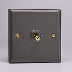 Revive Single Toggle Light Switch - Slate Grey/Brass  Large Image