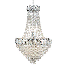 Revive Chrome 11 Light Chandelier with Crystal Beads Large Image