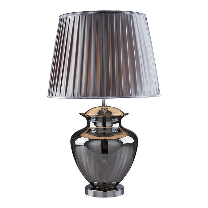Revive Smoked Glass Urn Table Lamp with Grey Pleated Shade Large Image