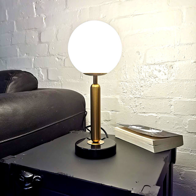 Revive Sphere Brushed Brass Table Lamp