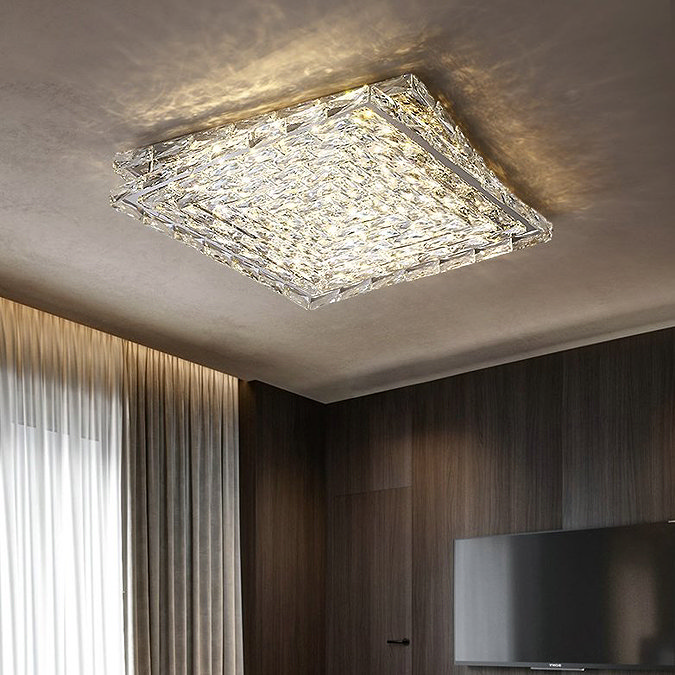 Revive Square Crystal Glass Ceiling Light