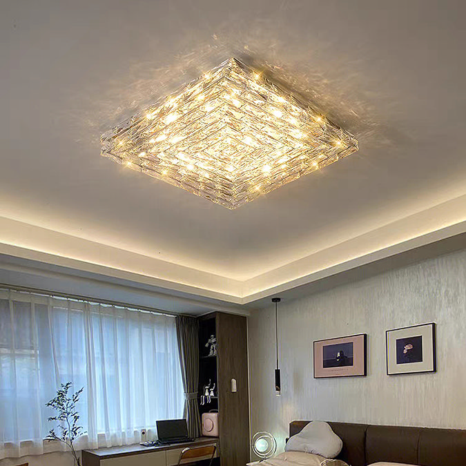 Revive Square Crystal Glass Ceiling Light