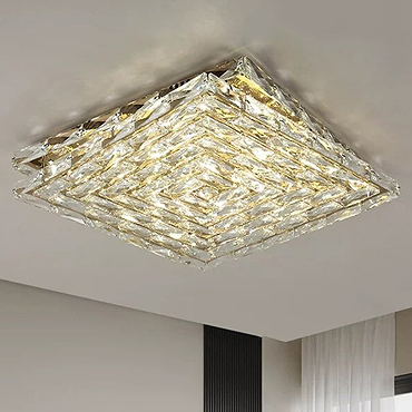 Revive Square Crystal Glass Ceiling Light