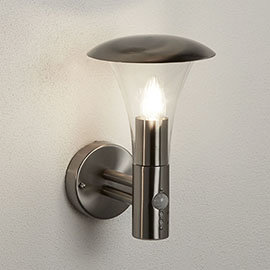 Revive Outdoor Stainless Steel Cone Wall Light with PIR Sensor Medium Image