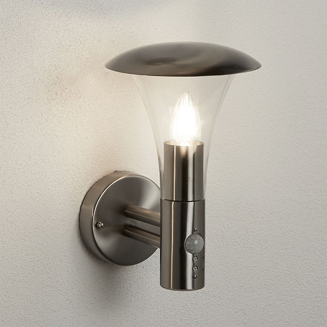 Revive Outdoor Stainless Steel Cone Wall Light with PIR Sensor Large Image